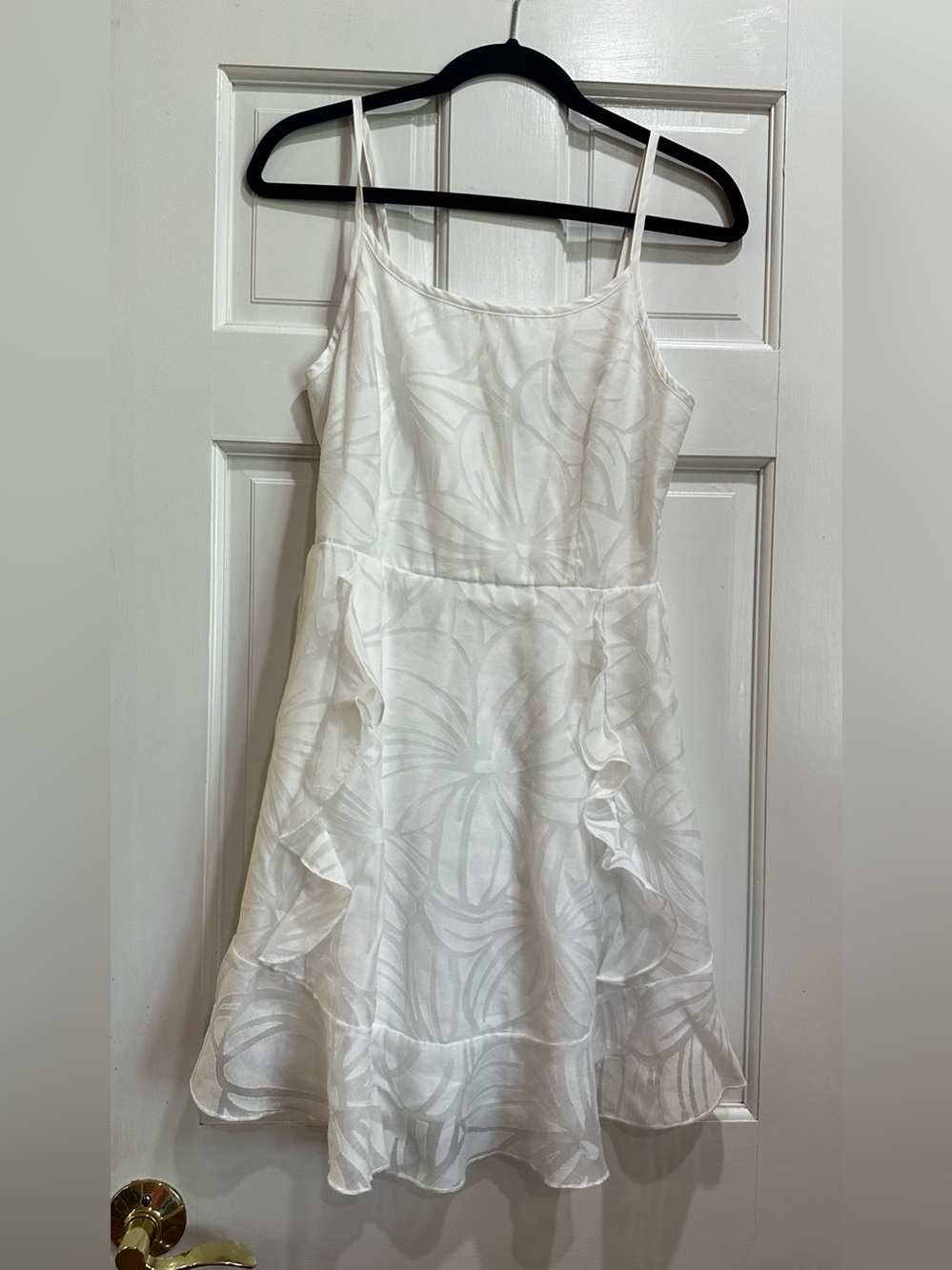 Women's White Floral Sleeveless Dress Ruffle Cocktail Small Adjustable Straps